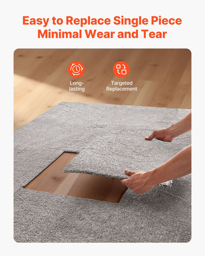 Carpet Tiles 457x457 mm, 10 Pack Carpet Square Rug Detachable & Damage-free, Self Adhesive Home Floor Soft Plush Padded for 2.1㎡ Coverage, Easy DIY for Living Room & Bedroom, Dark Brown