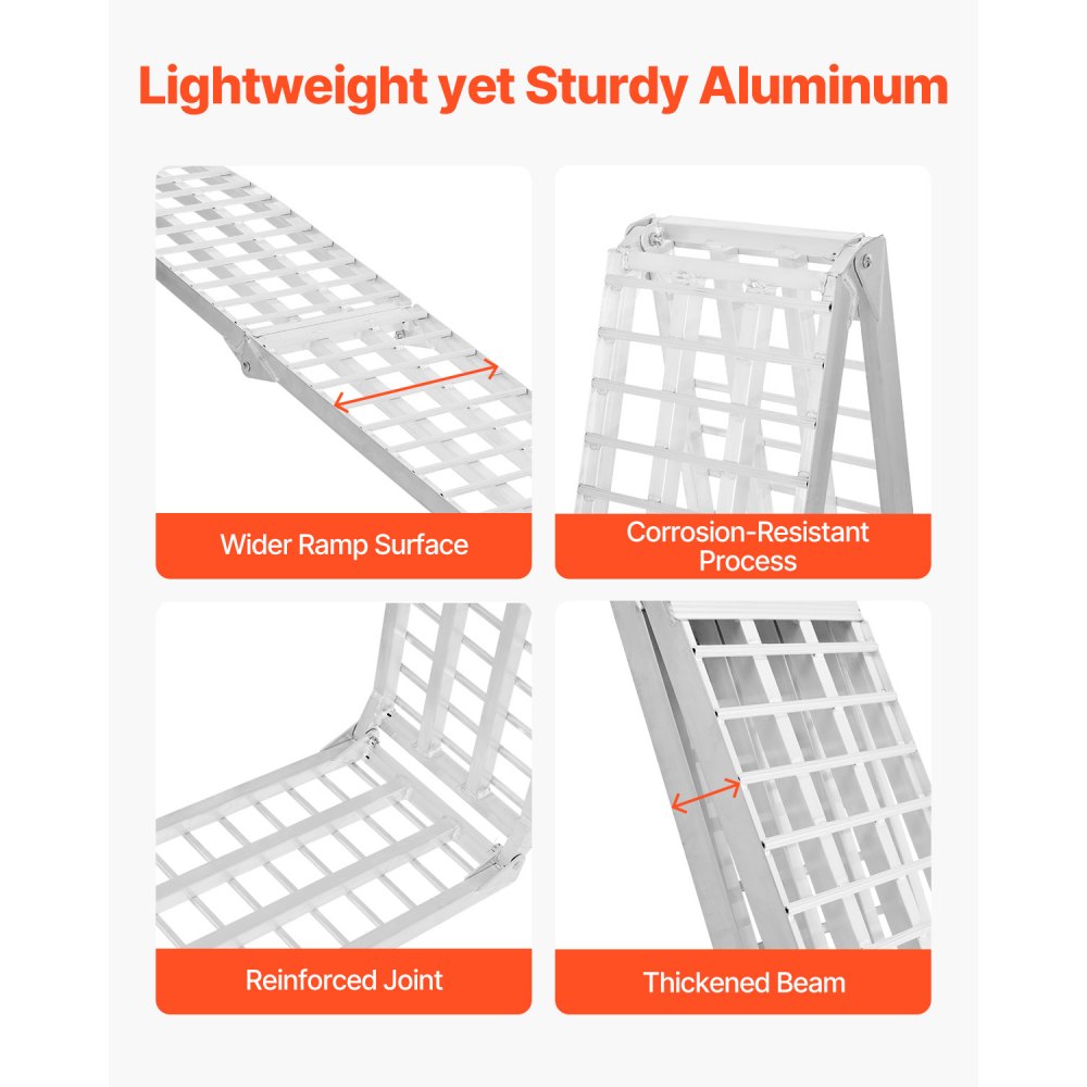 VEVOR 1500 lbs Aluminum Ramps 1Pcs Heavy-duty Loading Ramps with Handles