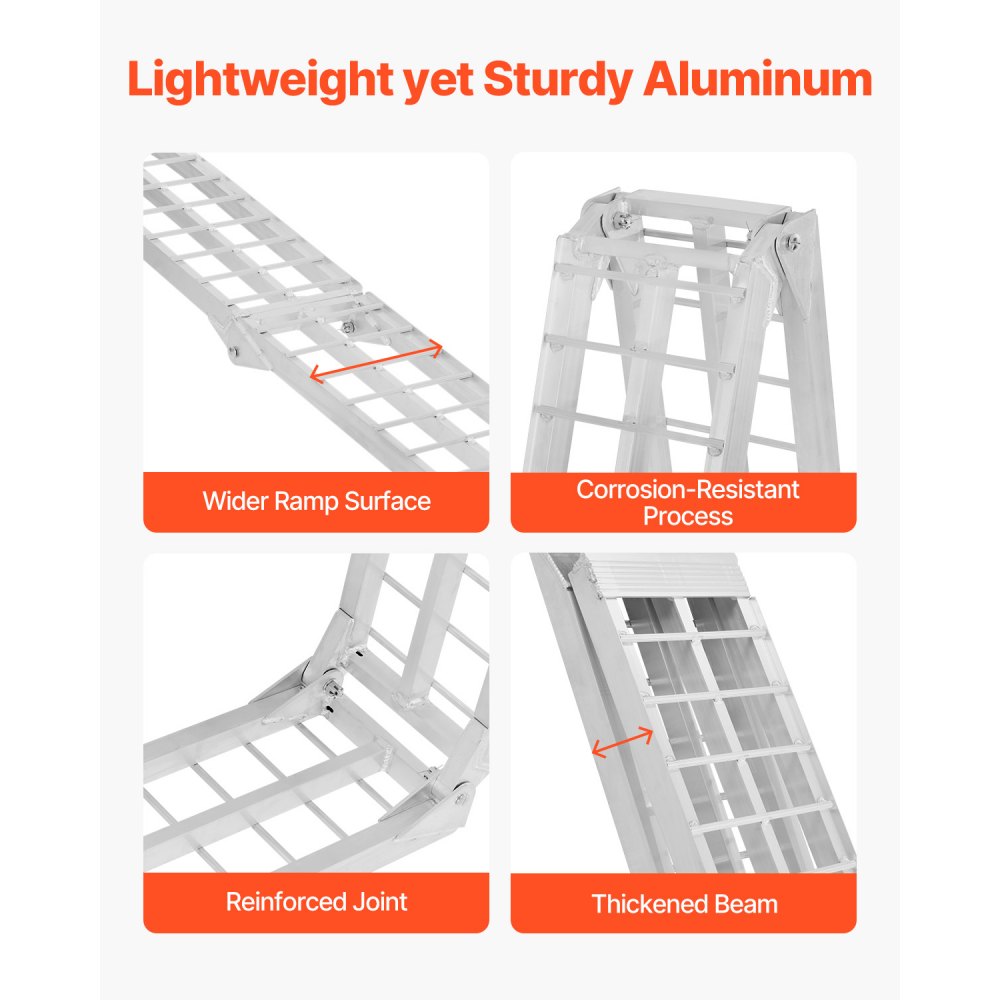 VEVOR 600 lbs Aluminum Ramps 1Pcs Heavy-duty Loading Ramps with Handles