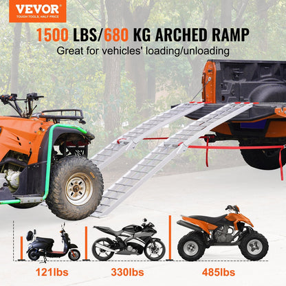 Aluminum Alloy Foldable Loading Ramps, 680 kg Capacity, 2-Piece Set for Trucks