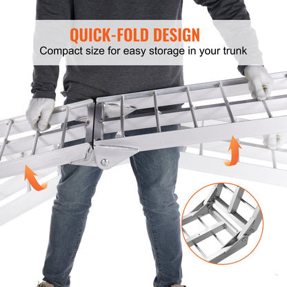 Aluminum Alloy Foldable Loading Ramps, 680 kg Capacity, 2-Piece Set for Trucks