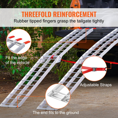 Aluminum Alloy Foldable Loading Ramps, 680 kg Capacity, 2-Piece Set for Trucks