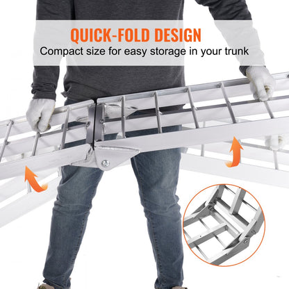 VEVOR Aluminum Ramp 750 LBS Foldable Loading Ramps for Pickup Trucks Bed 1 Piece