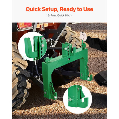 VEVOR 3-Point Quick Hitch Category 2 Tractor Hitch 4000lb Loads Adjustable Bolt