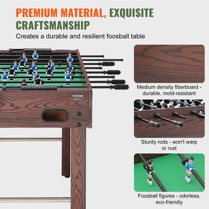 48" Indoor Foosball Table with Accessories, Ergonomic Design, 21.4 kg