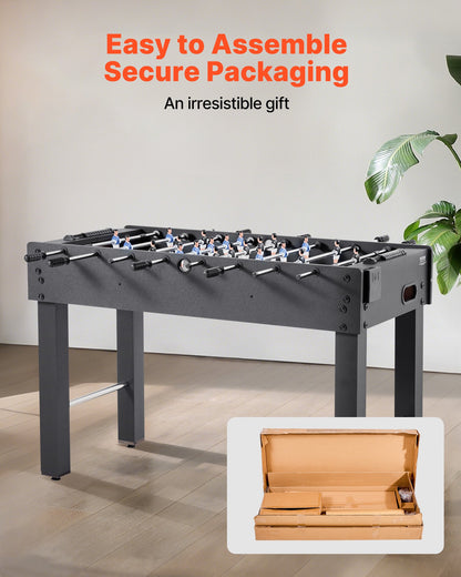 Foosball Table, 121 cm Standard Size Table, Indoor Full Size Foosball Tables for Home, Family, and Game Room, Durable Soccer Set, Includes 2 Balls, Score Keeper, and 2 Cup Holders
