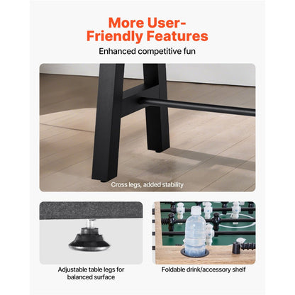VEVOR 140 cm Foosball Soccer Game Table Standard Size Foosball Table for Home