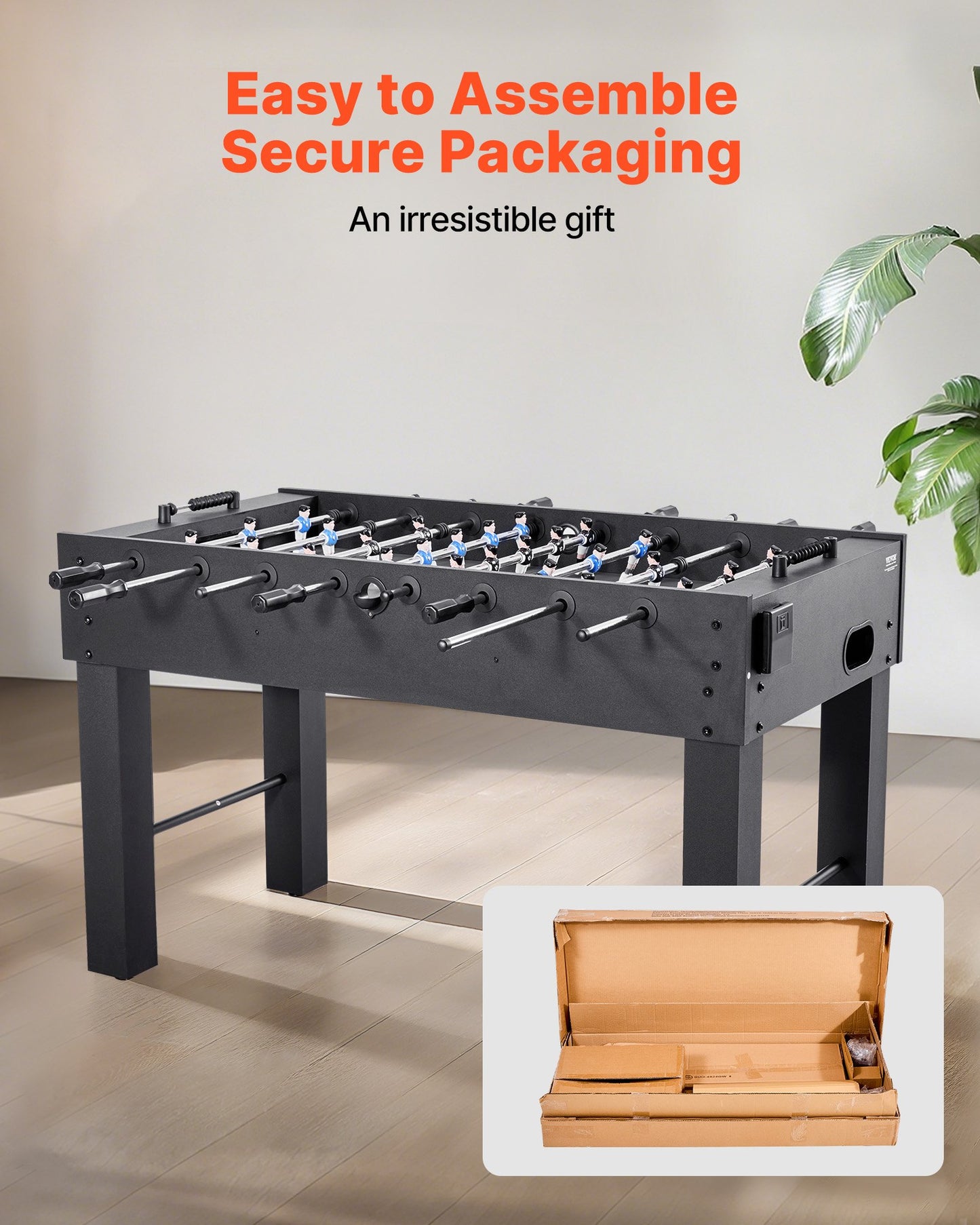 Foosball Table, 137 cm Standard Size Table, Indoor Full Size Foosball Tables for Home, Family, and Game Room, Durable Soccer Set, Includes 4 Balls, Score Keeper, and 2 Cup Holders