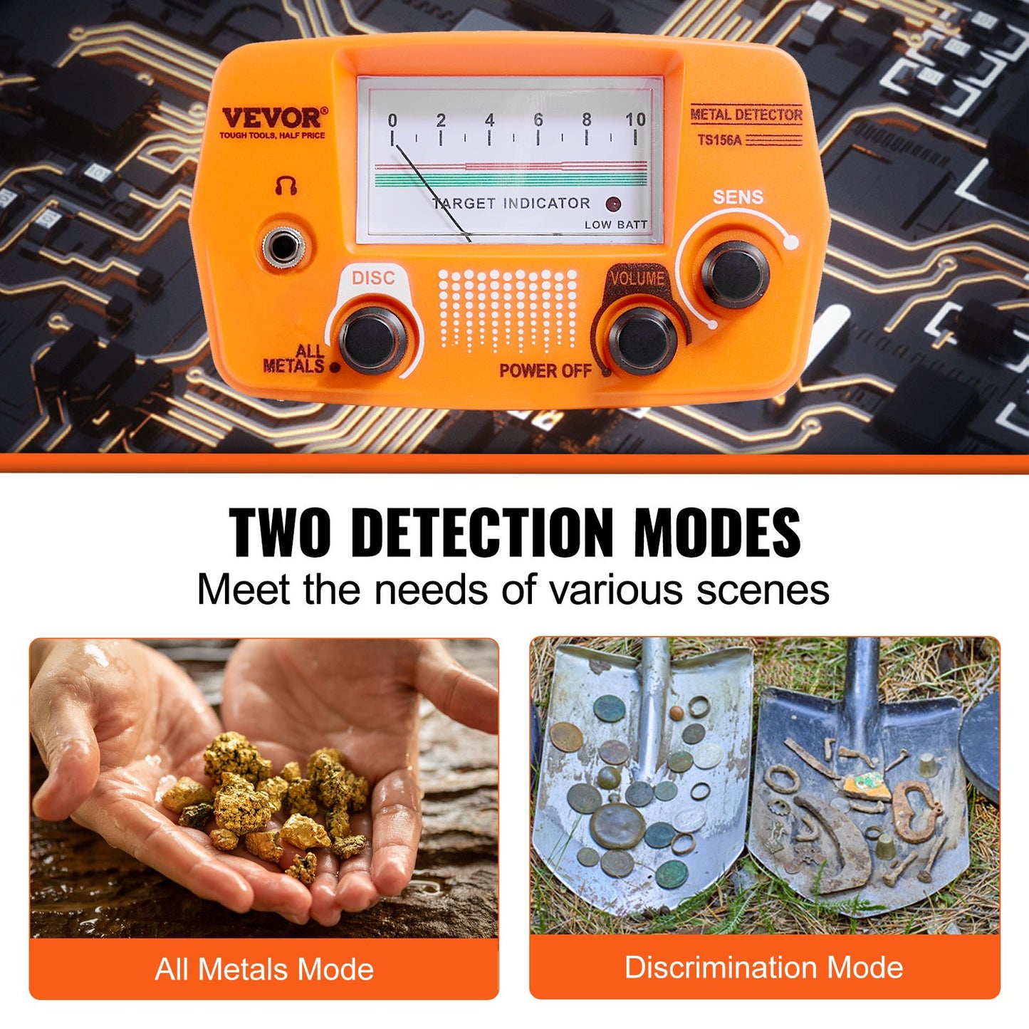 VEVOR Metal Detector for Kids, 8", Professional Adjustable Higher Accuracy