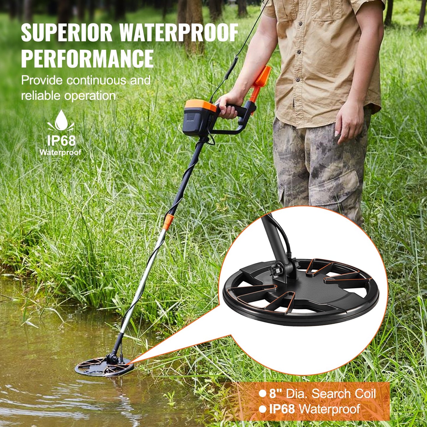 VEVOR Metal Detector for Kids, 8", Professional Adjustable Higher Accuracy