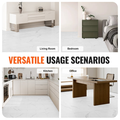 VEVOR Self Adhesive Vinyl Floor Tiles 12 x 12 inch, 50 Tiles 1.5mm Thick Peel &