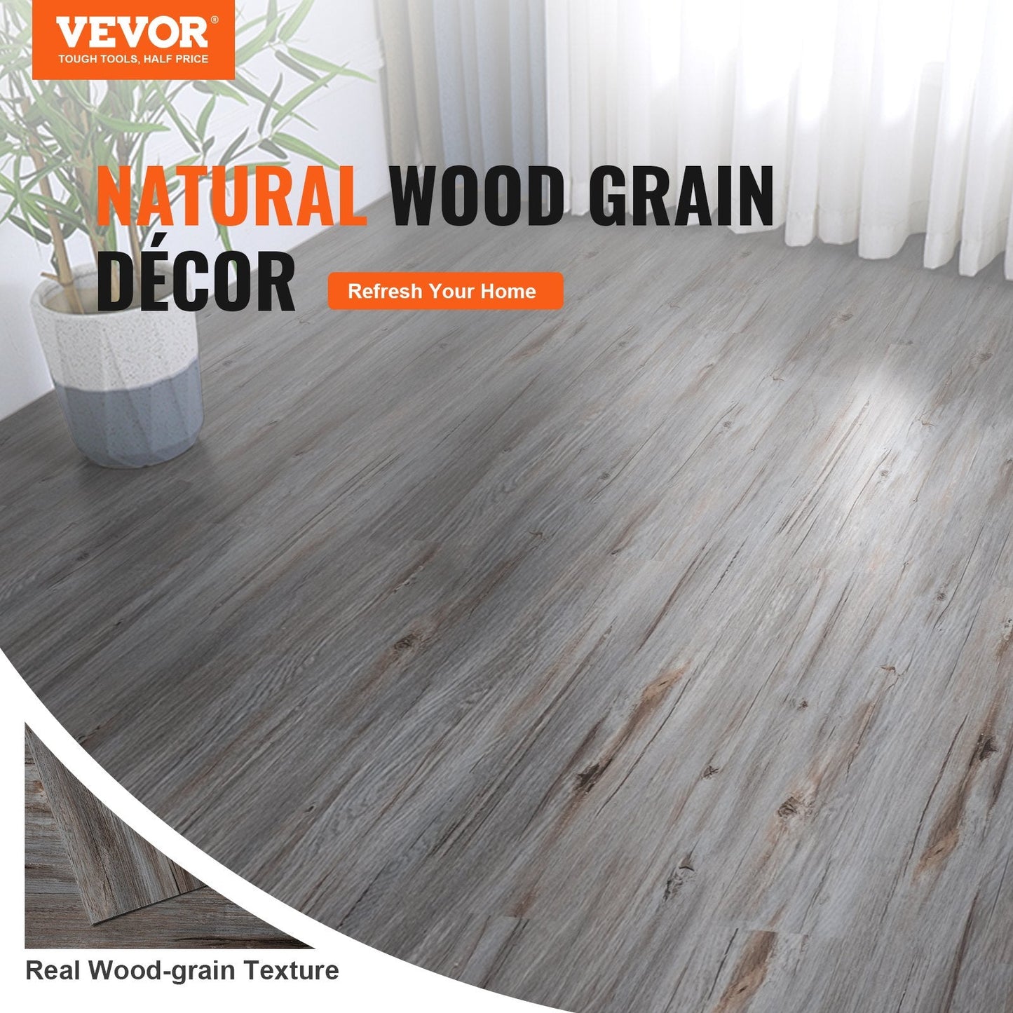 Vintage Wood Grain Self-Adhesive Vinyl Floor Tiles, 36 Pieces, 0.62mm Thick