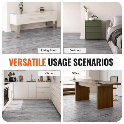 Vintage Wood Grain Self-Adhesive Vinyl Floor Tiles, 36 Pieces, 0.62mm Thick