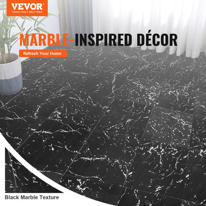 VEVOR Self Adhesive Vinyl Floor Tiles 12 x 12 inch, 50 Tiles 1.5mm Thick Peel &