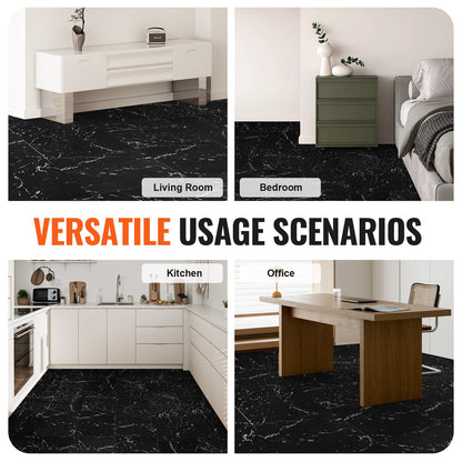 VEVOR Self Adhesive Vinyl Floor Tiles 12 x 12 inch, 50 Tiles 1.5mm Thick Peel &