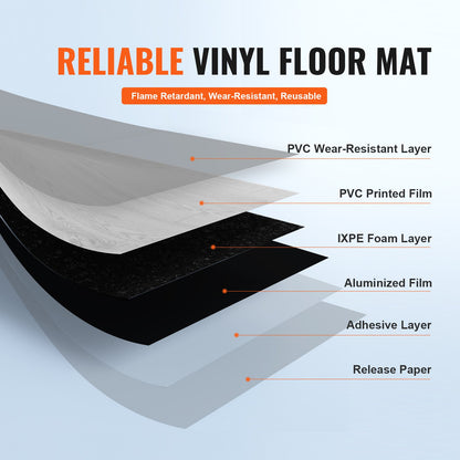 VEVOR Self Adhesive Vinyl Floor Tiles 390 x 23.6 inch, 1.5mm Thick Peel & Stick,