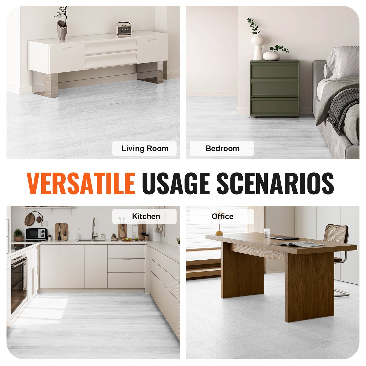 VEVOR Self Adhesive Vinyl Floor Tiles 390 x 23.6 inch, 1.5mm Thick Peel & Stick,
