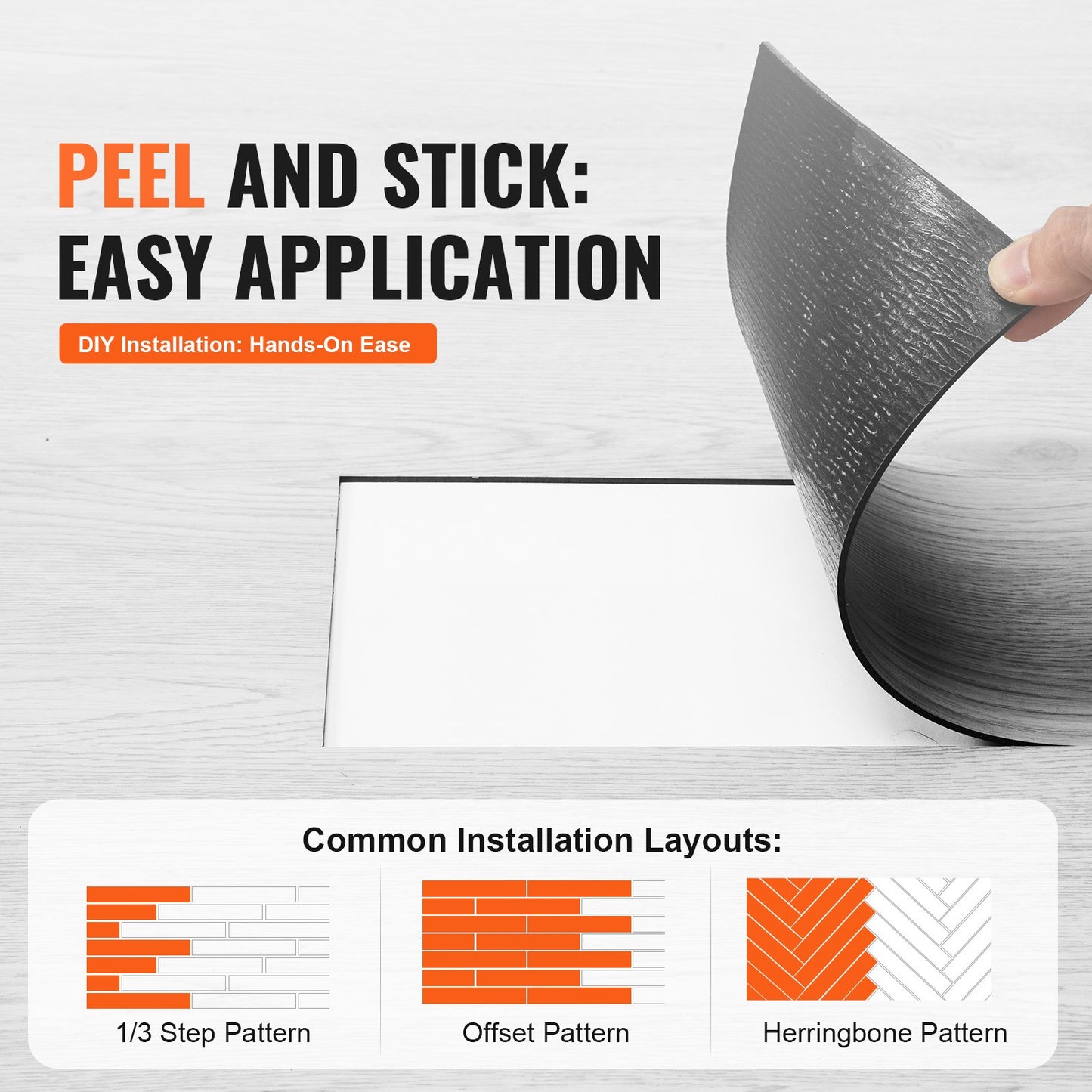 VEVOR Self Adhesive Vinyl Floor Tiles 36 x 6 inch, 36 Tiles 2.5mm Thick Peel & Stick,