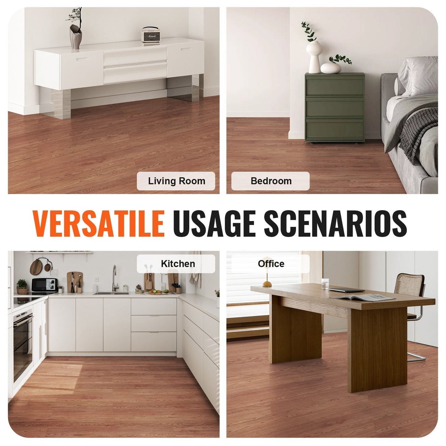 Peel & Stick Vinyl Floor Tiles, Deep Brown Wood Grain, 36 Tiles, 914 x 152mm