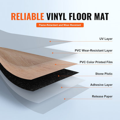 Natural Wood Grain Peel & Stick Vinyl Floor Tiles, 36 Tiles, 54㎡ Coverage