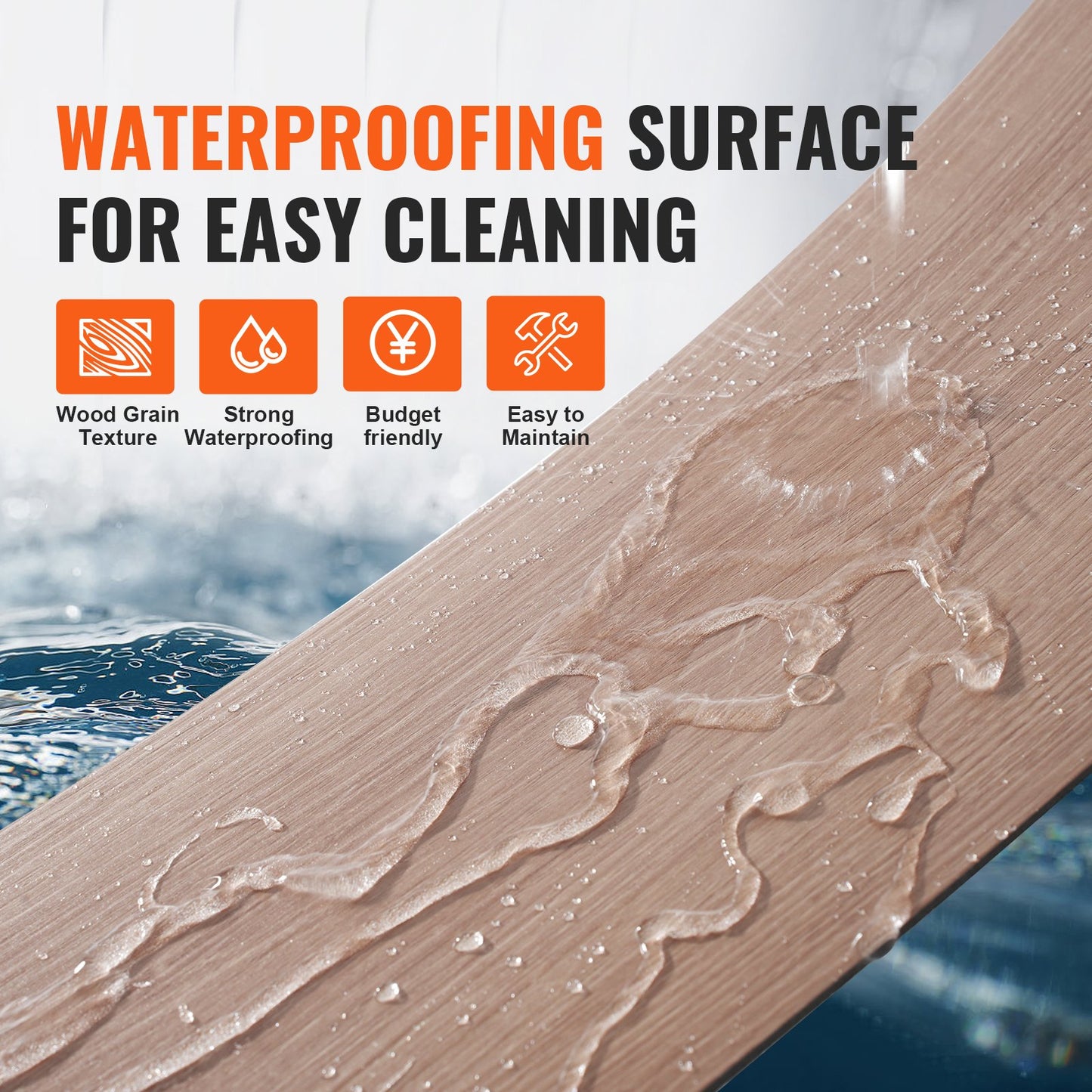 VEVOR Self Adhesive Vinyl Floor Tiles 36 x 6 inch, 36 Tiles 2.5mm Thick Peel & Stick,