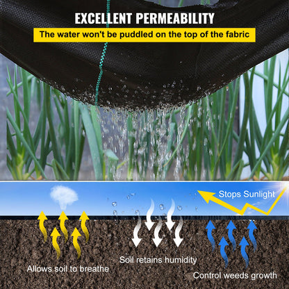 VEVOR Weed Barrier Landscape Fabric Geotextile Underlayment 6 x 250 FT PP Woven