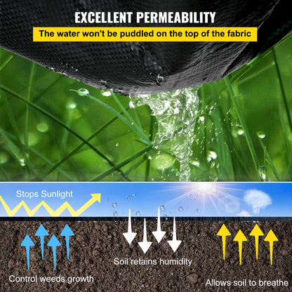 VEVOR 6.5FTx330FT Premium Weed Barrier Fabric Heavy Duty 3.2OZ, Woven Weed Control