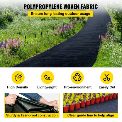 Premium 1.8m x 91.4m Weed Barrier Fabric, Heavy Duty, High Permeability