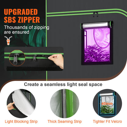 VEVOR 10x10 Grow Tent, 305 x 305 x 203 cm, High Reflective 600D Mylar Hydroponic