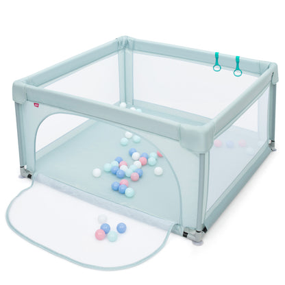 Baby Playpen Safety Activity Fence with 50 Ocean Balls for Toddlers-Blue
