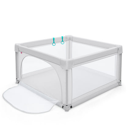 Baby Playpen Safety Activity Fence with 50 Ocean Balls for Toddlers-Grey