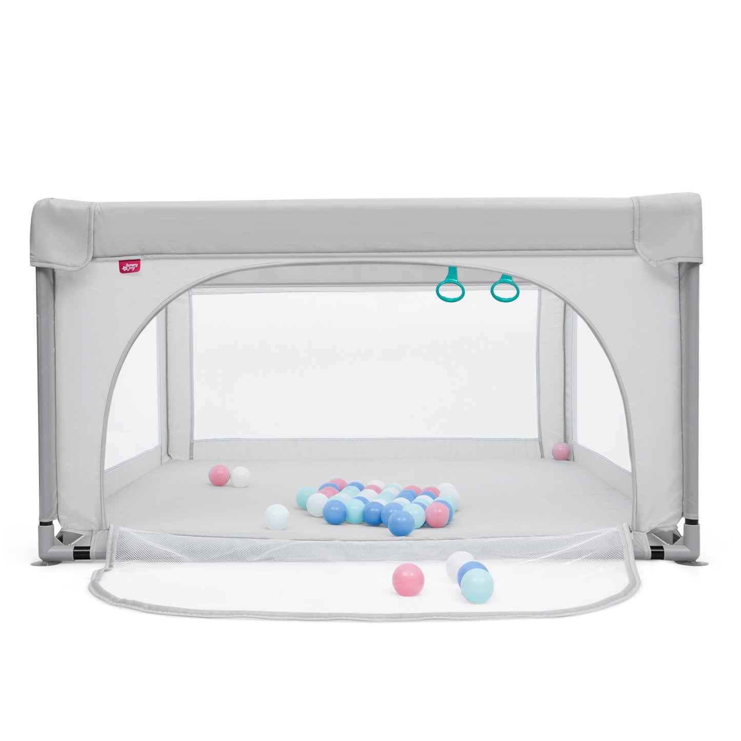 Baby Playpen Safety Activity Fence with 50 Ocean Balls for Toddlers-Grey