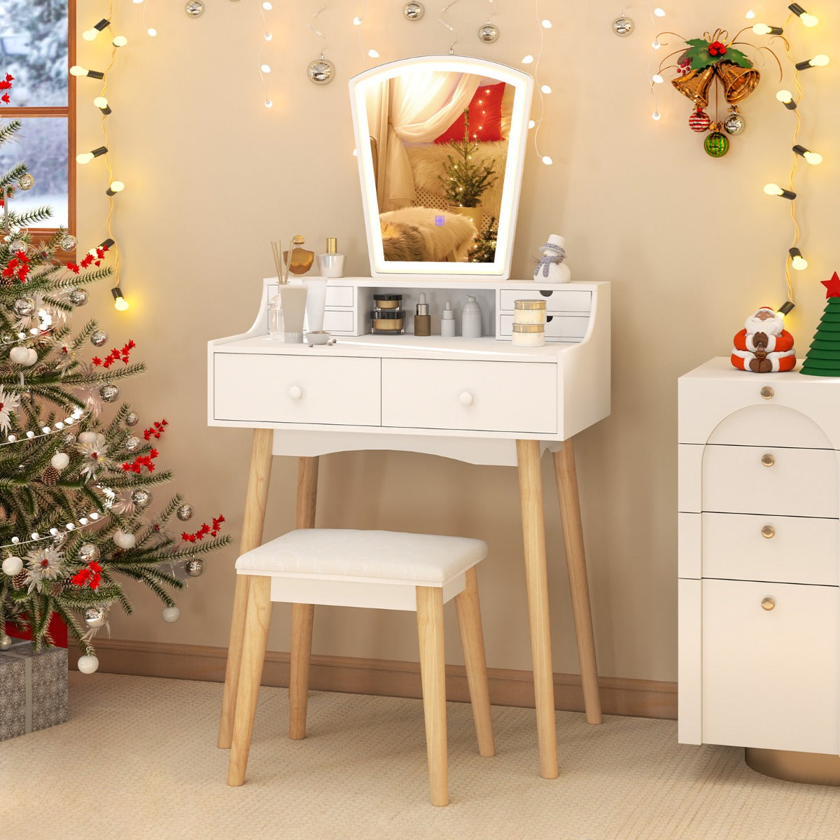 Vanity Makeup Table with 6 Drawers for Bedroom