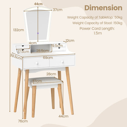 Vanity Makeup Table with 6 Drawers for Bedroom