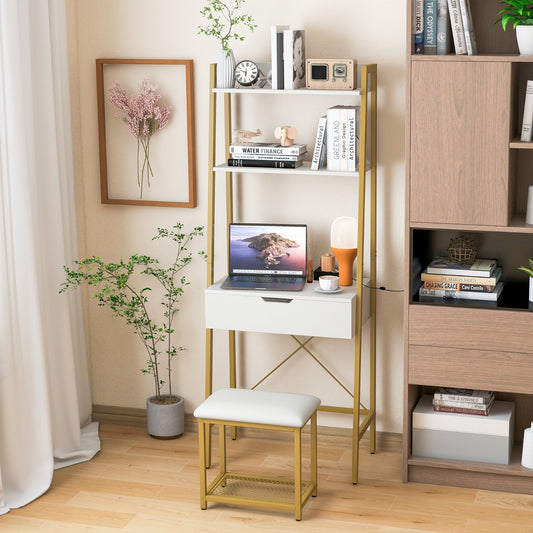 Costway Vanity Set with Flip Top Mirror for Small Spaces-White