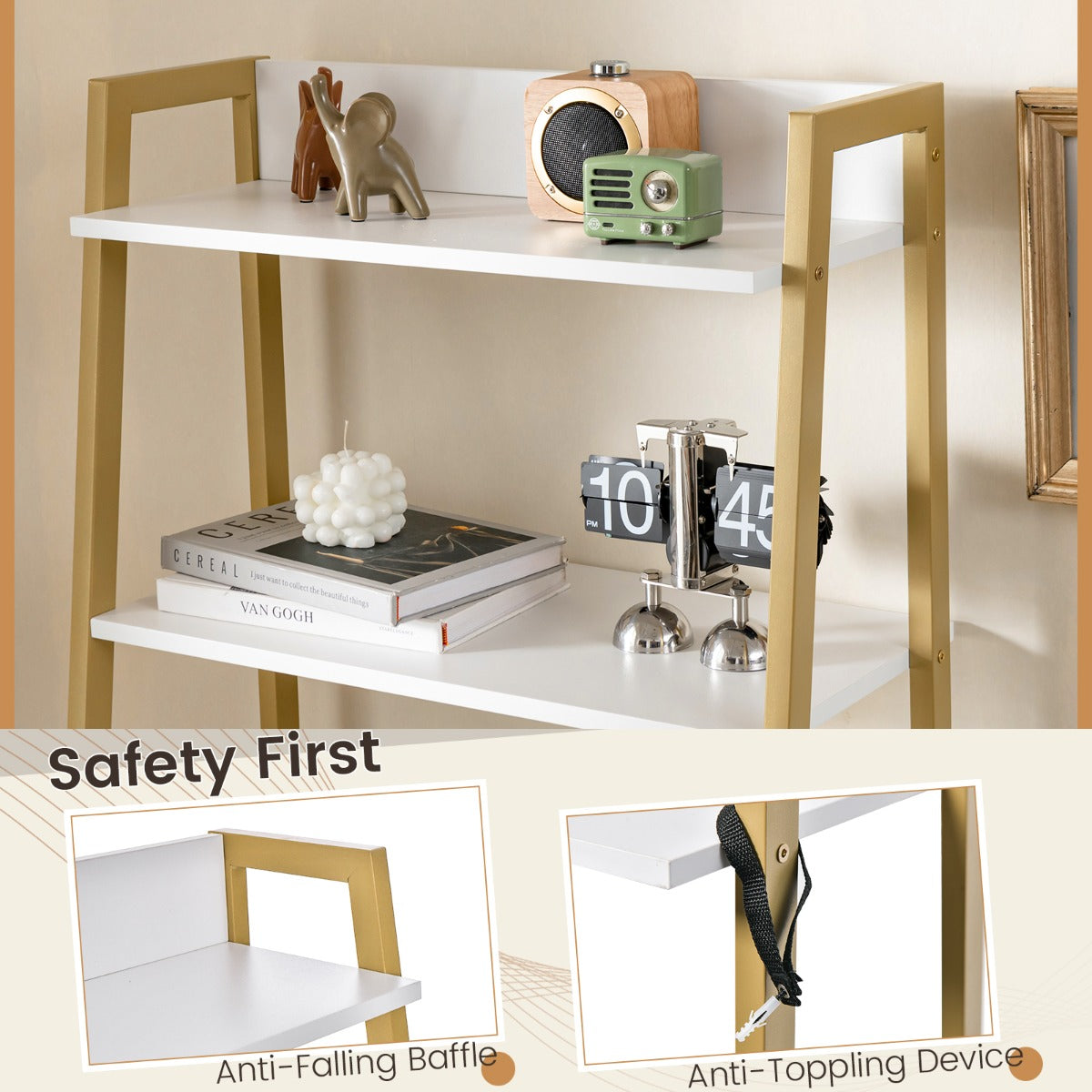 Costway Vanity Set with Flip Top Mirror for Small Spaces-White