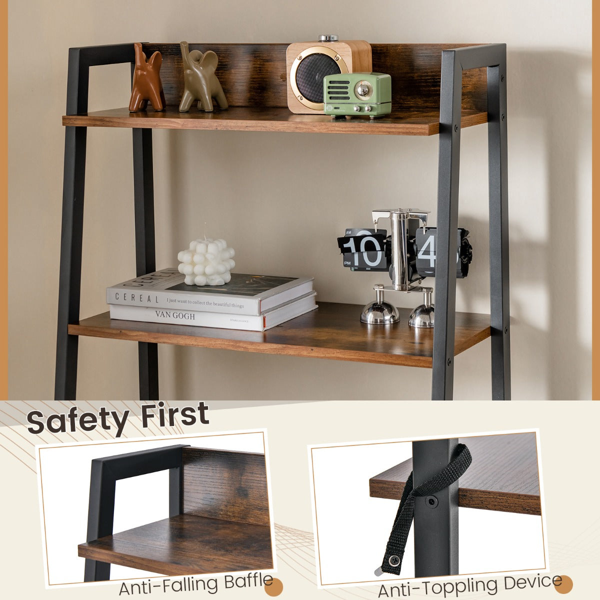Costway Vanity Set with Flip Top Mirror for Small Spaces-Black