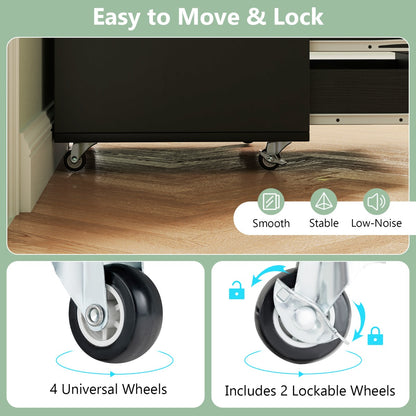 Versatile Storage Cabinet with Wheels for Home Office-Black