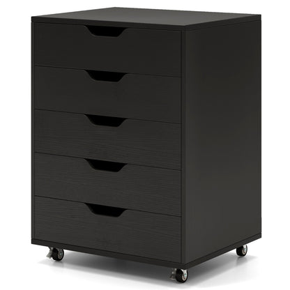 Versatile Storage Cabinet with Wheels for Home Office-Black