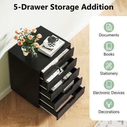 Versatile Storage Cabinet with Wheels for Home Office-Black