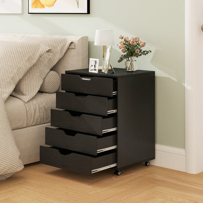 Versatile Storage Cabinet with Wheels for Home Office-Black