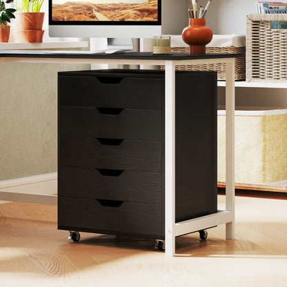 Versatile Storage Cabinet with Wheels for Home Office-Black