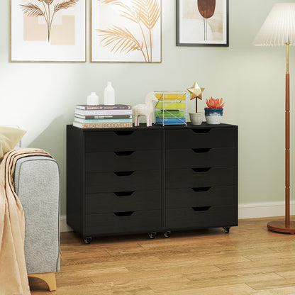 Versatile Storage Cabinet with Wheels for Home Office-Black