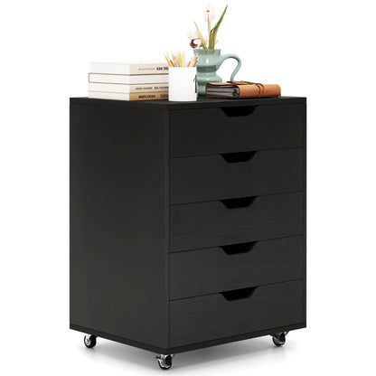 Versatile Storage Cabinet with Wheels for Home Office-Black