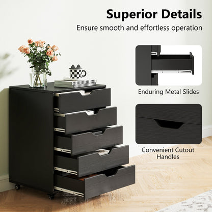 Versatile Storage Cabinet with Wheels for Home Office-Black