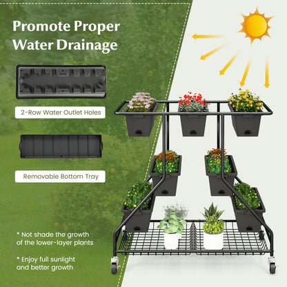 Costway Vertical Raised Garden Bed with 7 Planter Boxes Storage Baskets-Black