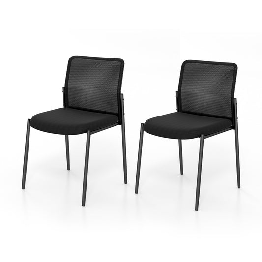 Costway Waiting Room Chair Set of 2 with Ergonomic Mesh Backrest and Padded Seat