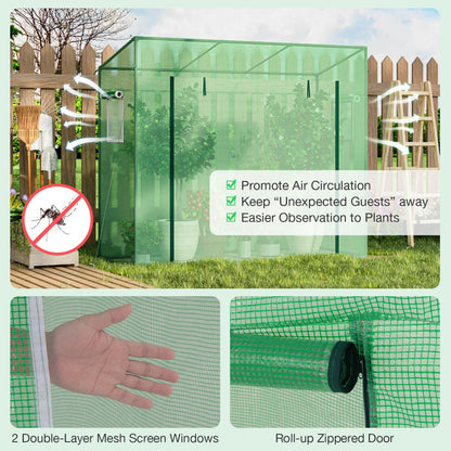 Walk-in Greenhouse with PE Cover and Double-Layer Screen Windows