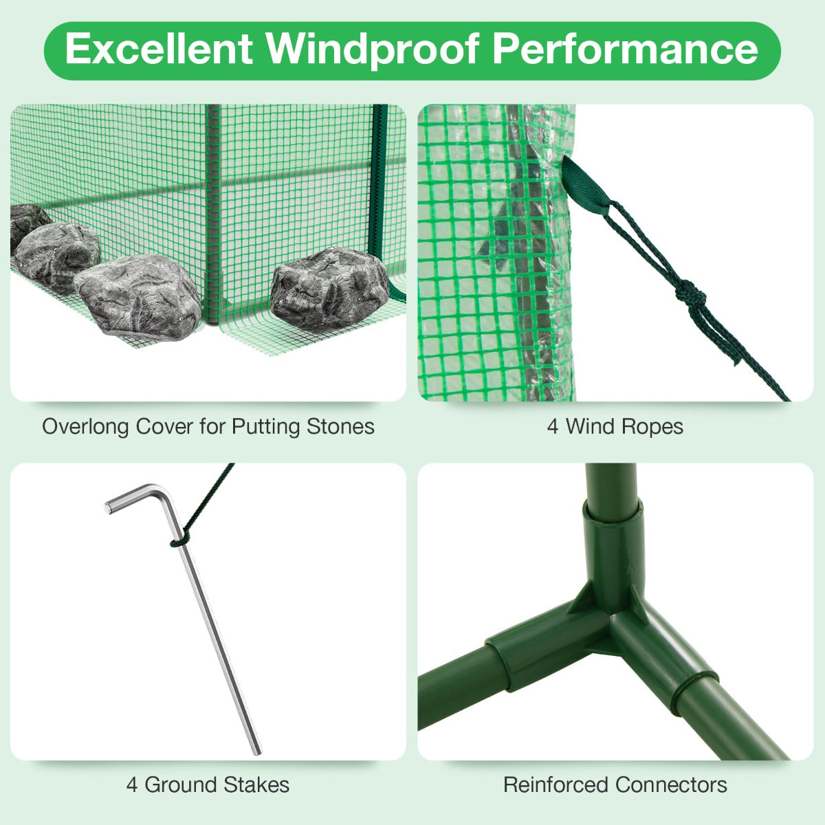 Walk-in Greenhouse with PE Cover and Double-Layer Screen Windows