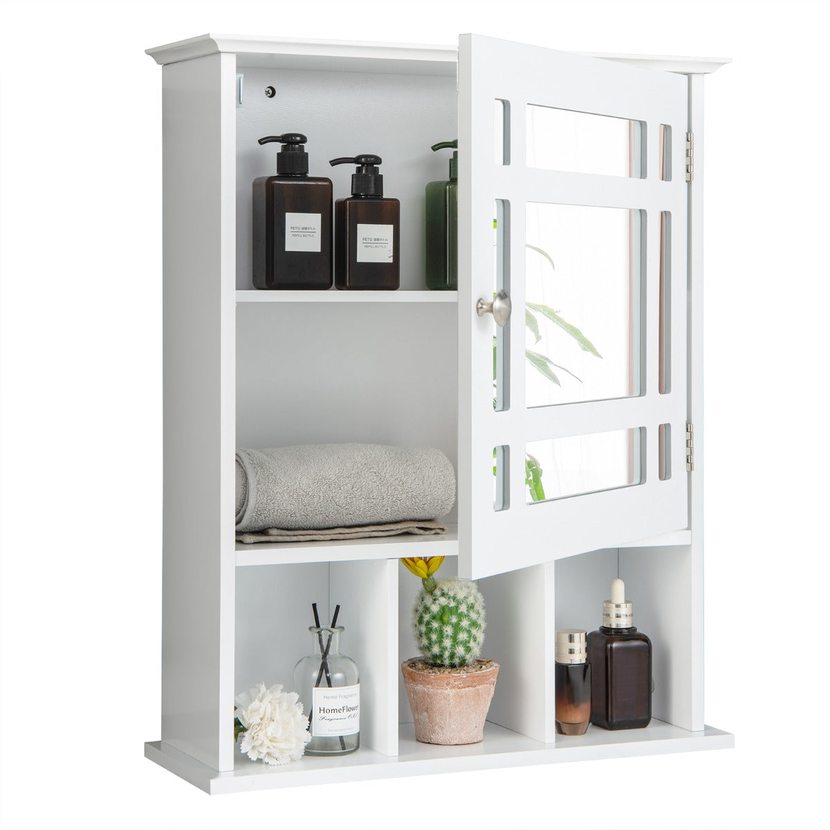 Painted MDF construction resists moisture, odors, and wear for durable bathroom organization